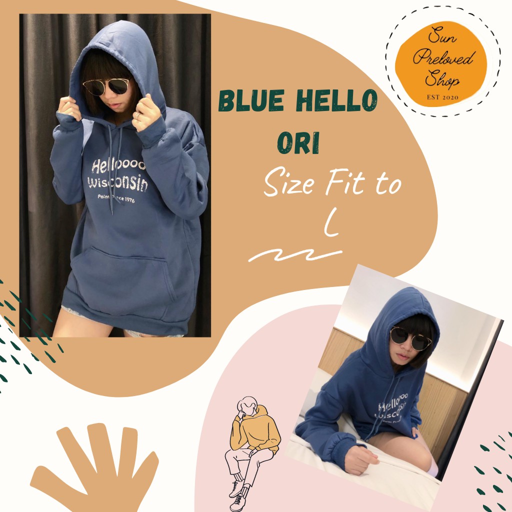 HOODIE BLUE HELLO