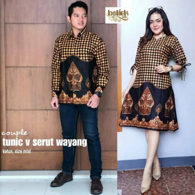 Batik couple tunik v serut wayang
