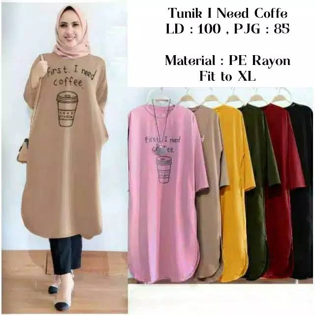 Tunik Murah I Need Coffee