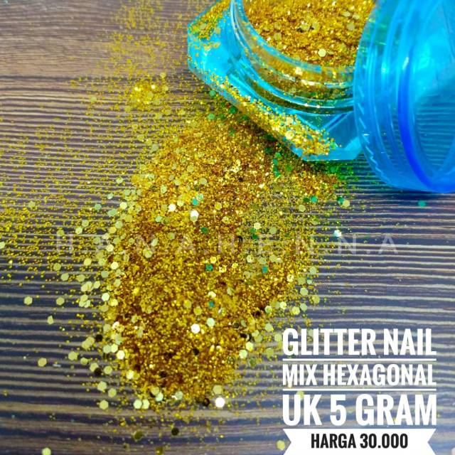 Nail art hexagonal Mix dust glitter
