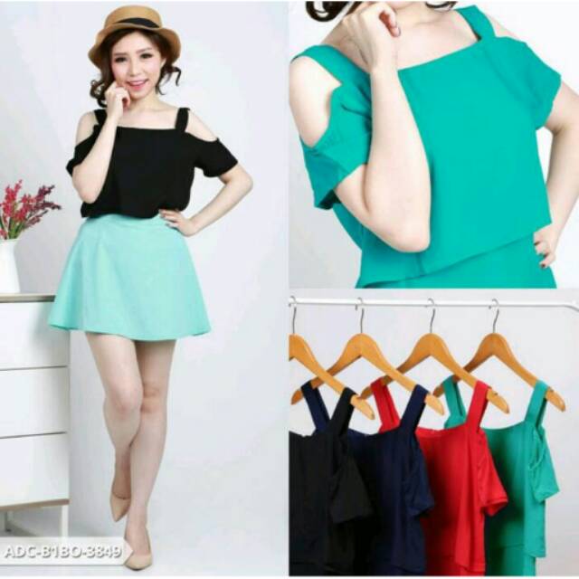 Azliri Plain Cold Shoulder Blouse