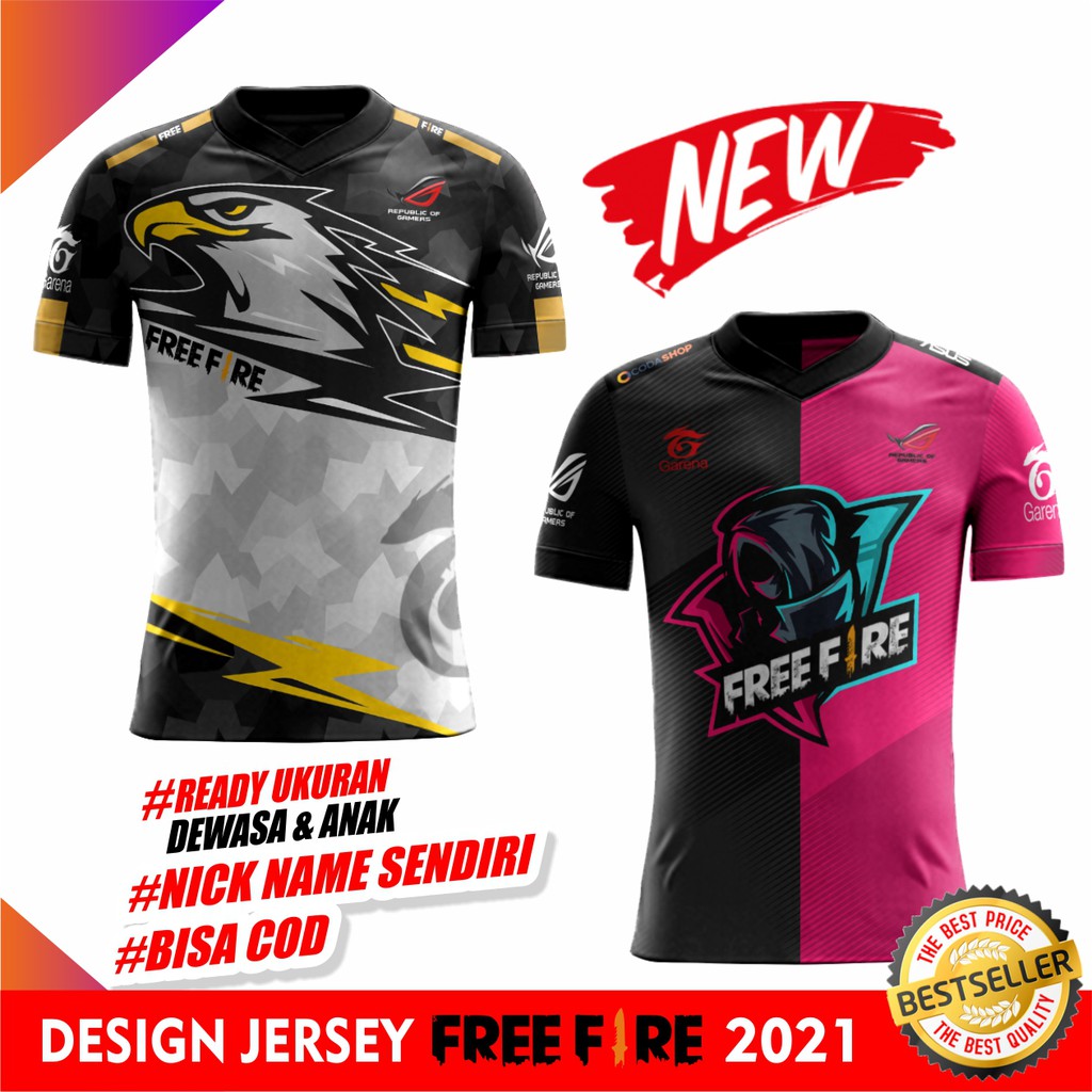 JERSEY FREE FIRE Gratis Nama & Logo Custom