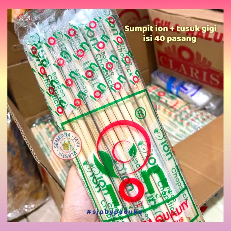 sumpit bambu + tusuk gigi ion