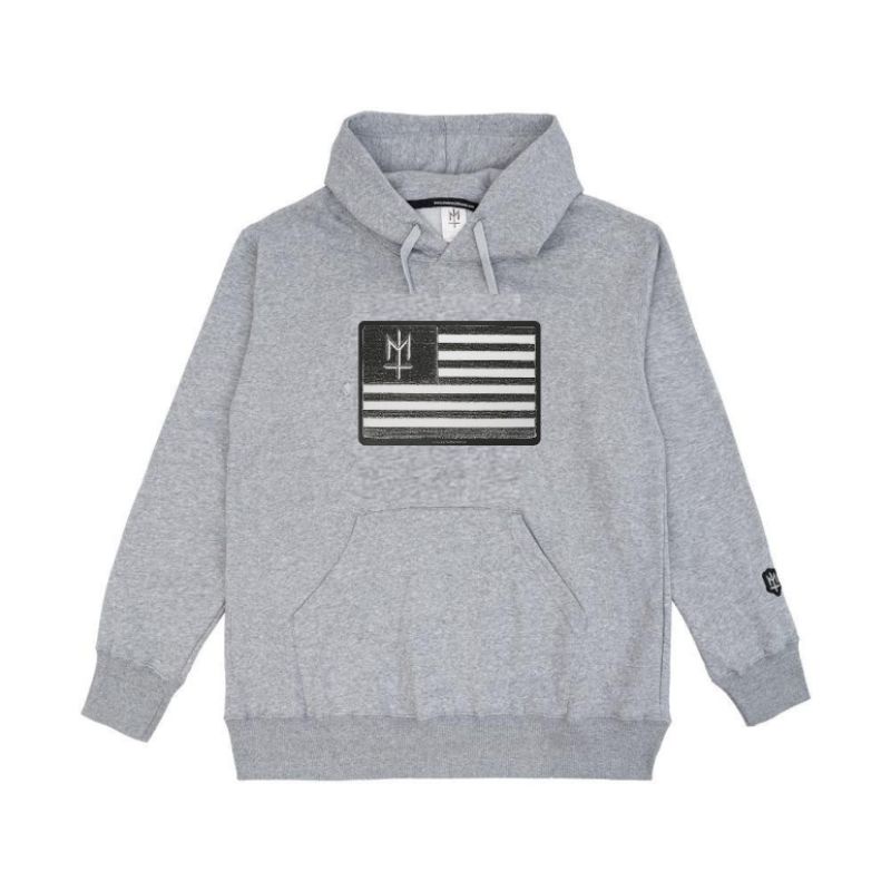 MATERNAL DISASTER HOODIE FLAG BASIC GREY BLACK