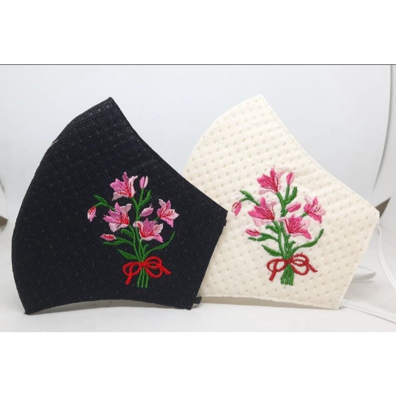 Masker bordir bunga ikat