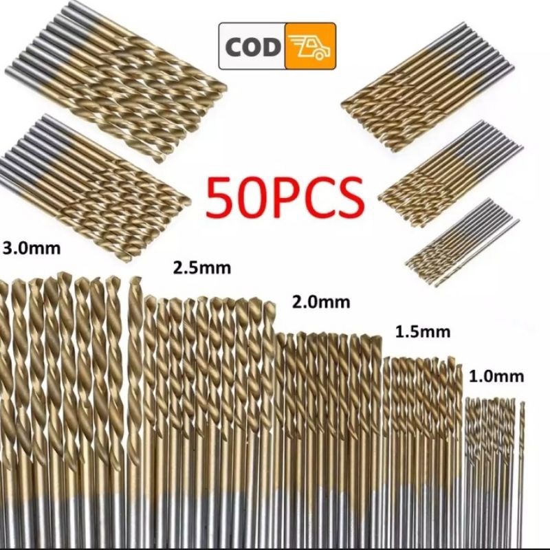 Mata bor 50pcs  Bahan Titanium HSS