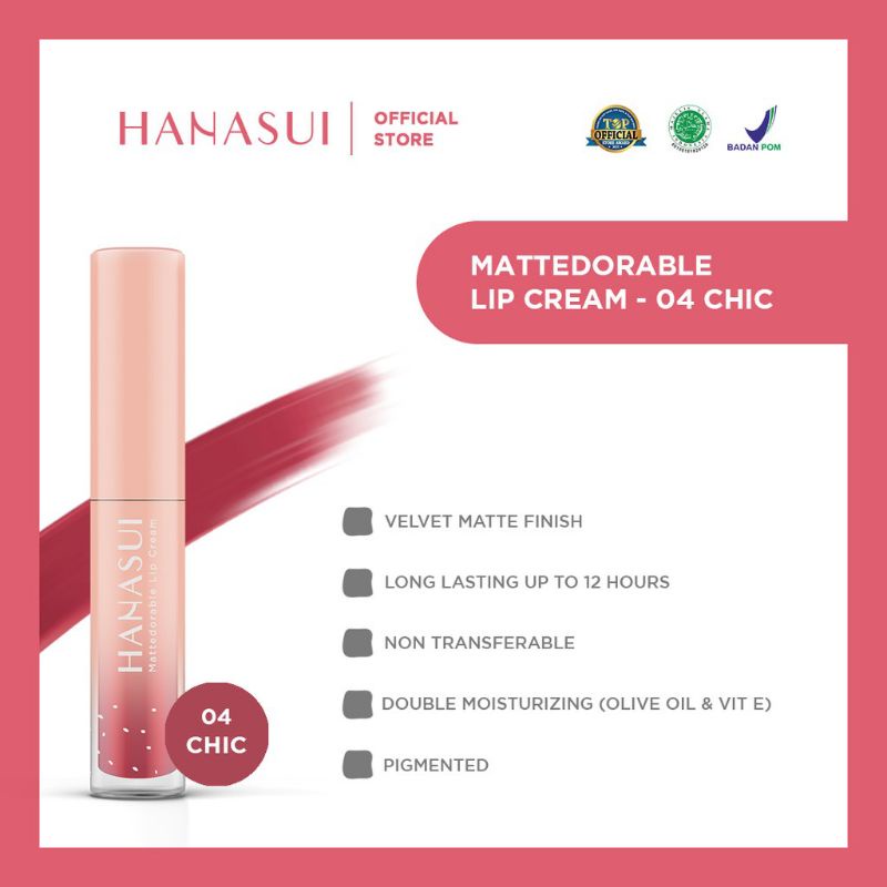 Hanasui Mattedorable Lip Cream - 04 Chic