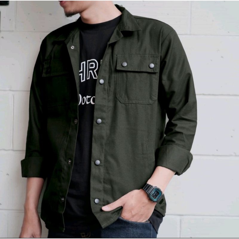 JAKET KANVAS TRACKER SEMI PARKA 2 POCKET PRESSBUTTON