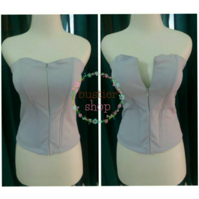 Bustier zipper polyester silver