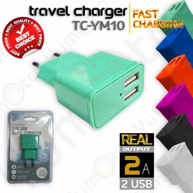 Adaptor 2 output 2Ampere fast charging