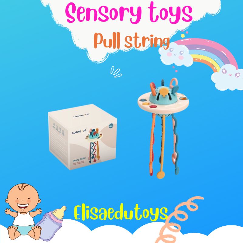 sensory toys teether bayi pull string car toys
