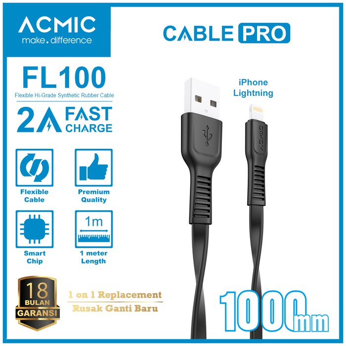ACMIC FL100 Kabel Data Charger iPhone Lightning Original