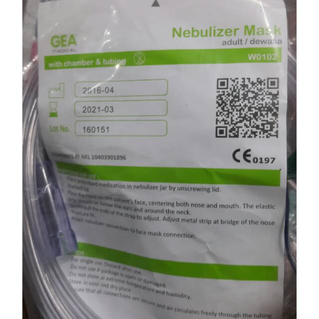 Masker Nebulizer 1 set dewasa