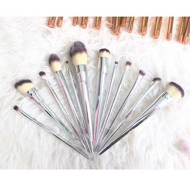 Rose gold / Silver Brush Set 10 pcs