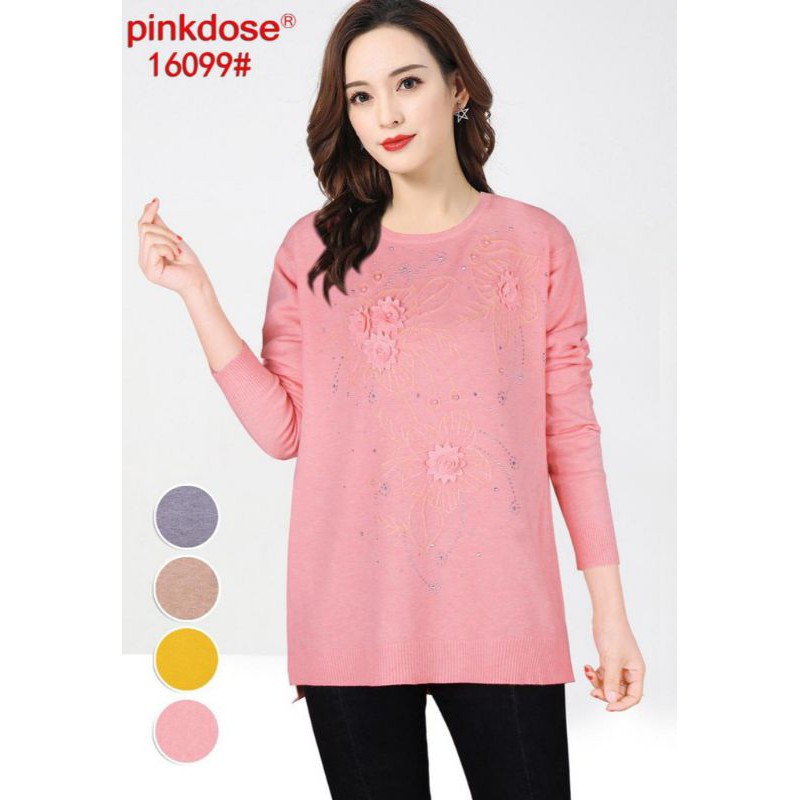 atasan rajut Pinkdose, renda bunga mutiara