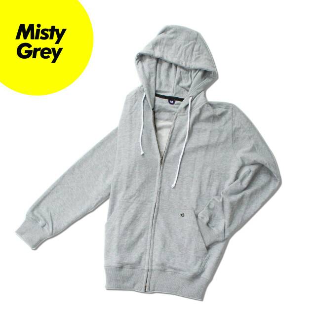 Basic hoodie zipper grey misty