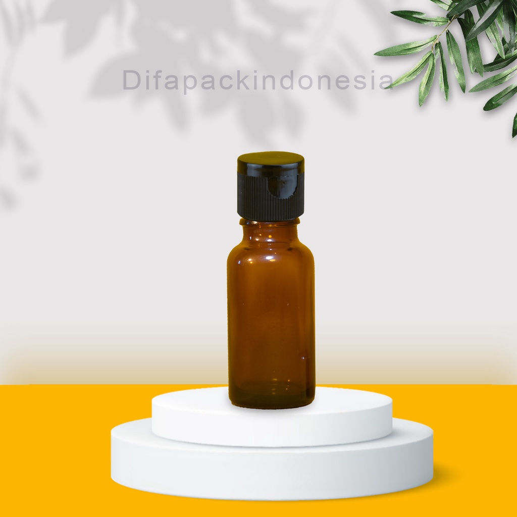 Botol Kaca 20Ml Fliptop Hitam Coklat