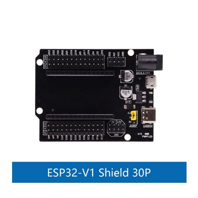 ESP32 30PIN GPIO EXPANSION BASE BREAKOUT BOARD SENSOR IO SHIELD MODULE DC POWER JACK MICRO USB TYPE C