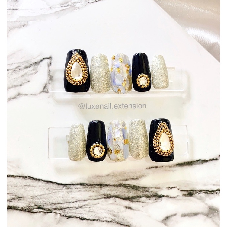 fake nail black glitter