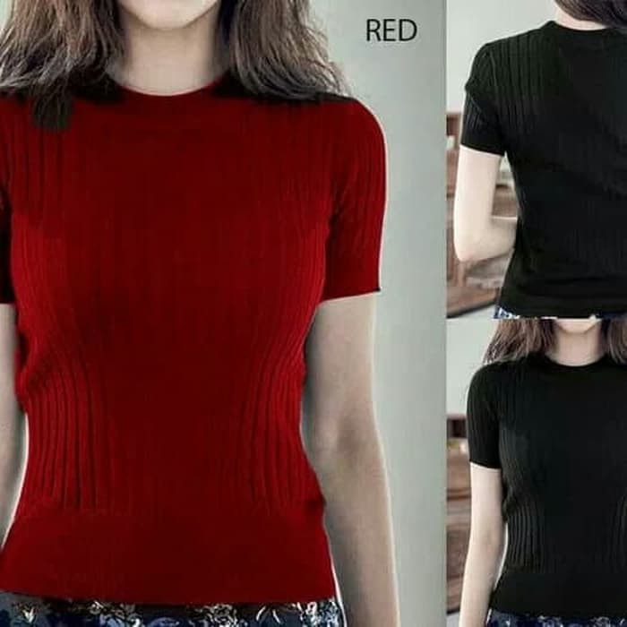 murah RIBBED MOCK NECK TOP
