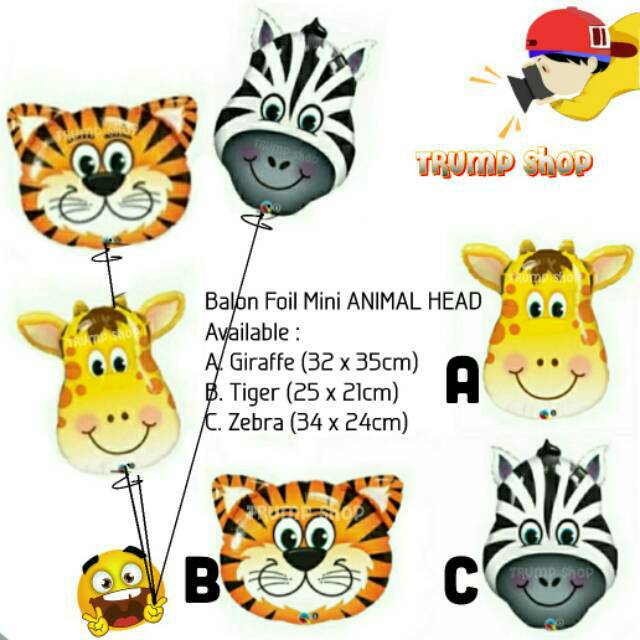 BALON FOIL MINI ANIMAL HEAD