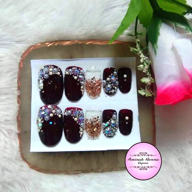 kuku palsu dark brown
