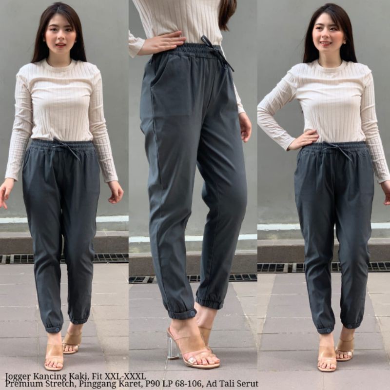 Jogger kancing kaki JUMBO Grey