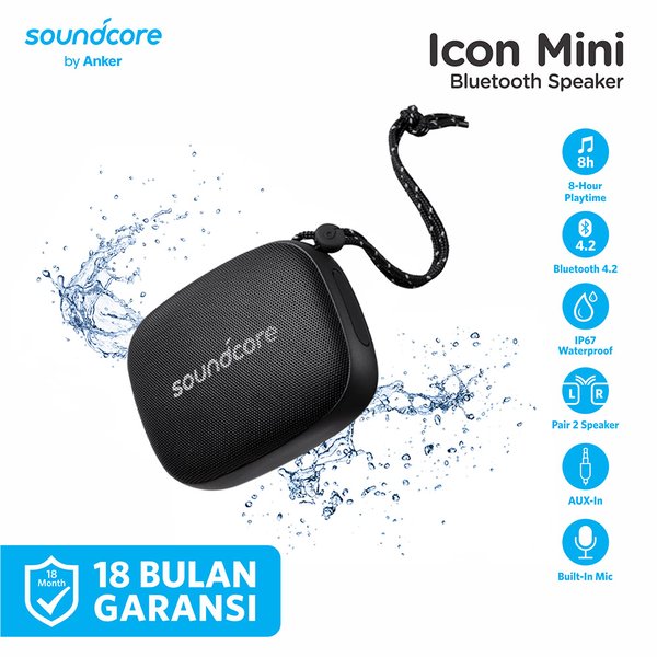 spesial Soundcore Icon Mini Bluetooth Speaker Hitam - A3121 Diskon