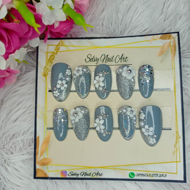 kuku palsu wedding grey