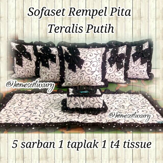 Sarung bantal sofa teralis putih