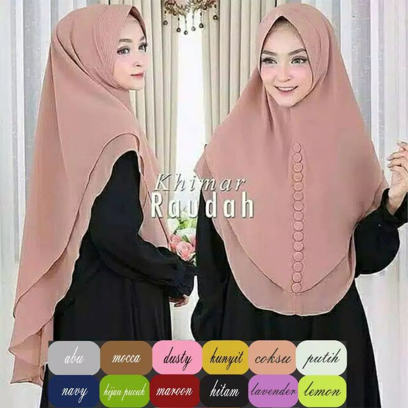 Hijam Khimar Raudah Kancing 2 layer terbaru