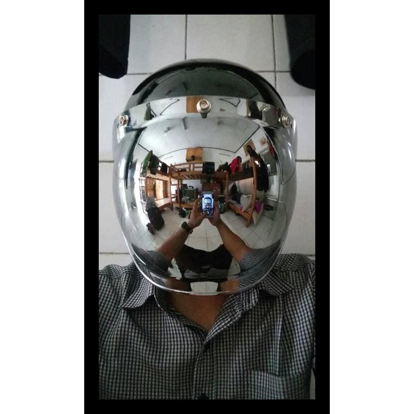 GRATIS ! Kaca Helm Retro Bogo Silver