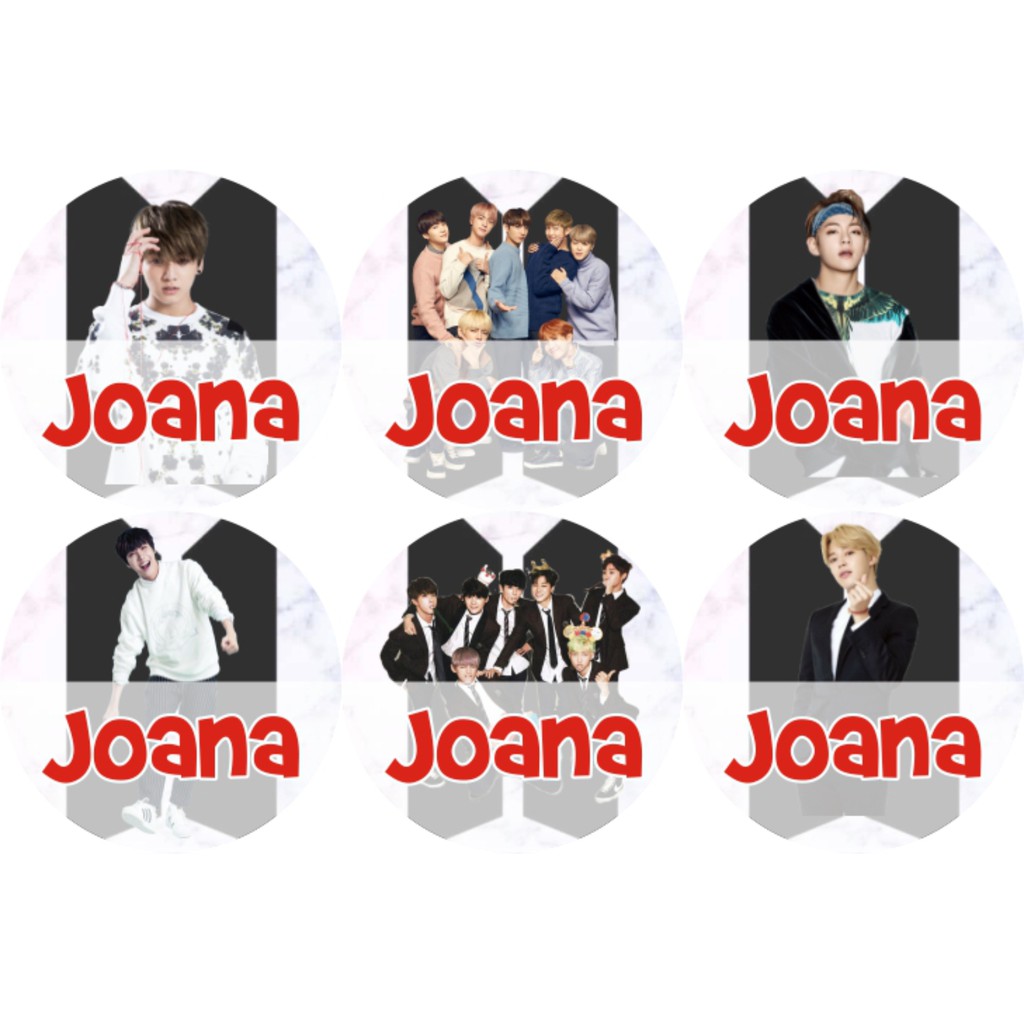 STIKER LABEL NAMA WATERPROOF CIRCLE BTS