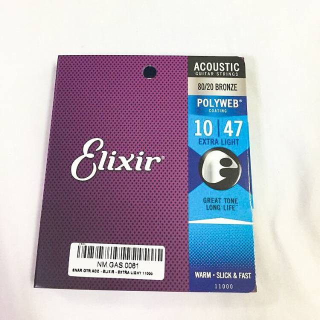 Senar Gitar Akustik Elixir Polyweb ukuran 010 tipe 11000
