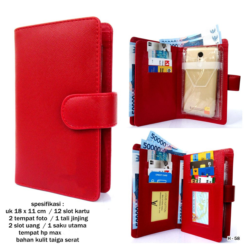 Dompet Alexia Premium Hp Kulit Emboss Vel Red