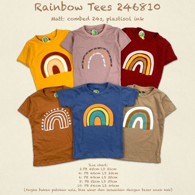 kaos rainbow junior , rainbow Tees junior 2-10T
