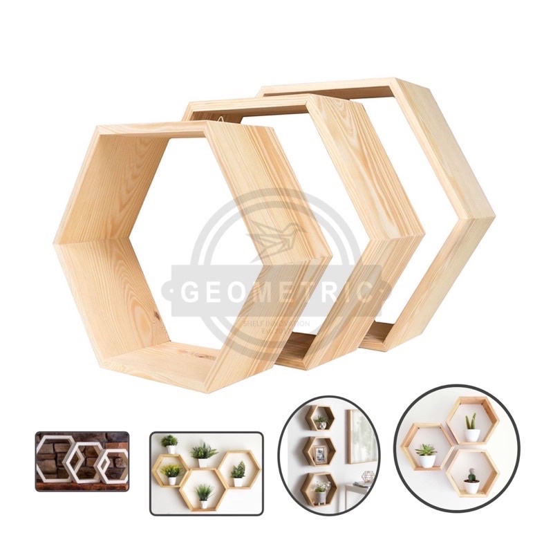 rak dinding hexagonal