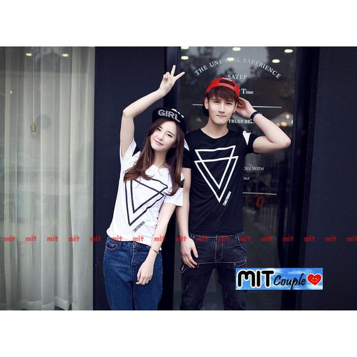 Kaos Couple Double Triangle High Quality