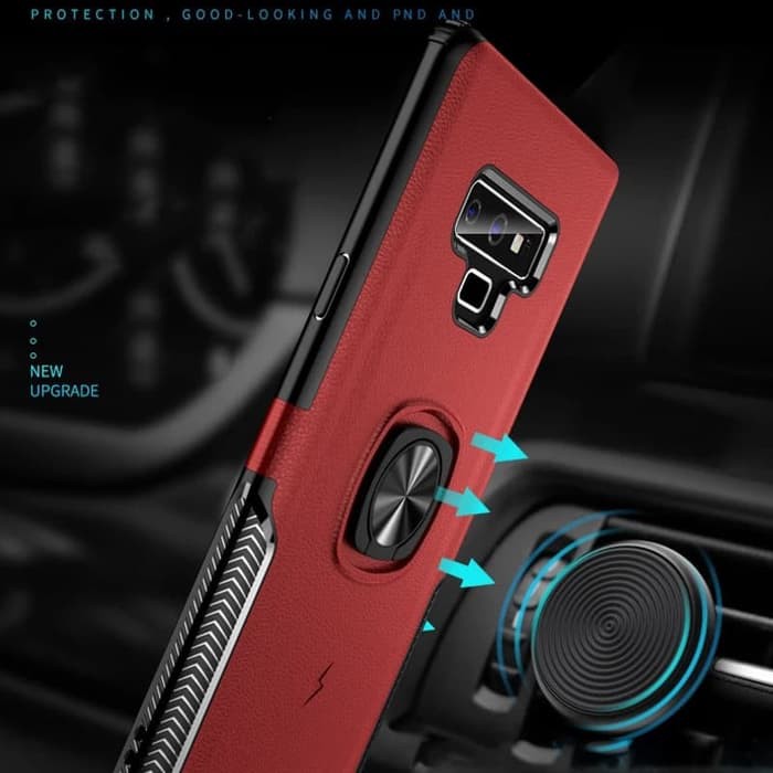SAMSUNG GALAXY NOTE 9 LUXURY LEATHER RING HARD SOFT CASE