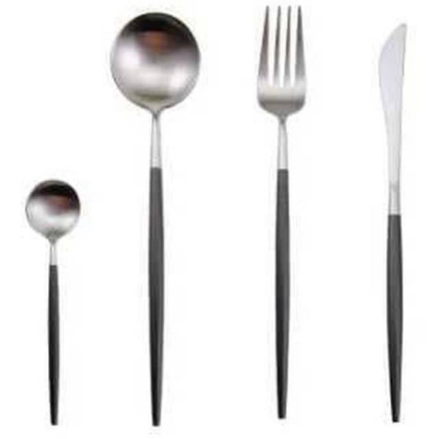 Premium Cuttlery Set Black Silver 4