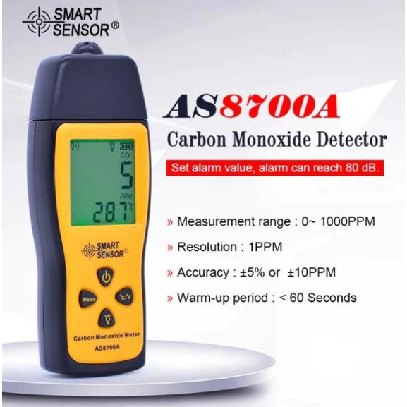 Smartsensor Carbon Monoxide Analyzer Detector Karbon Monoksida As8700A
