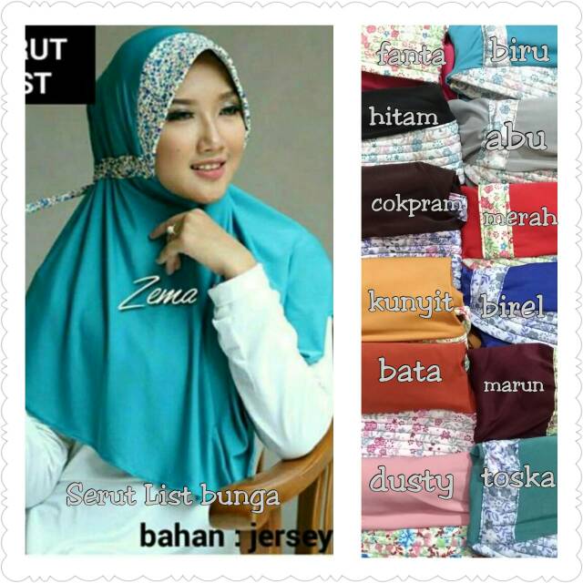 Serut List Bunga Bahan Jersey