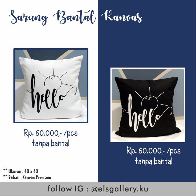 Sarung Bantal Kanvas "Hello"