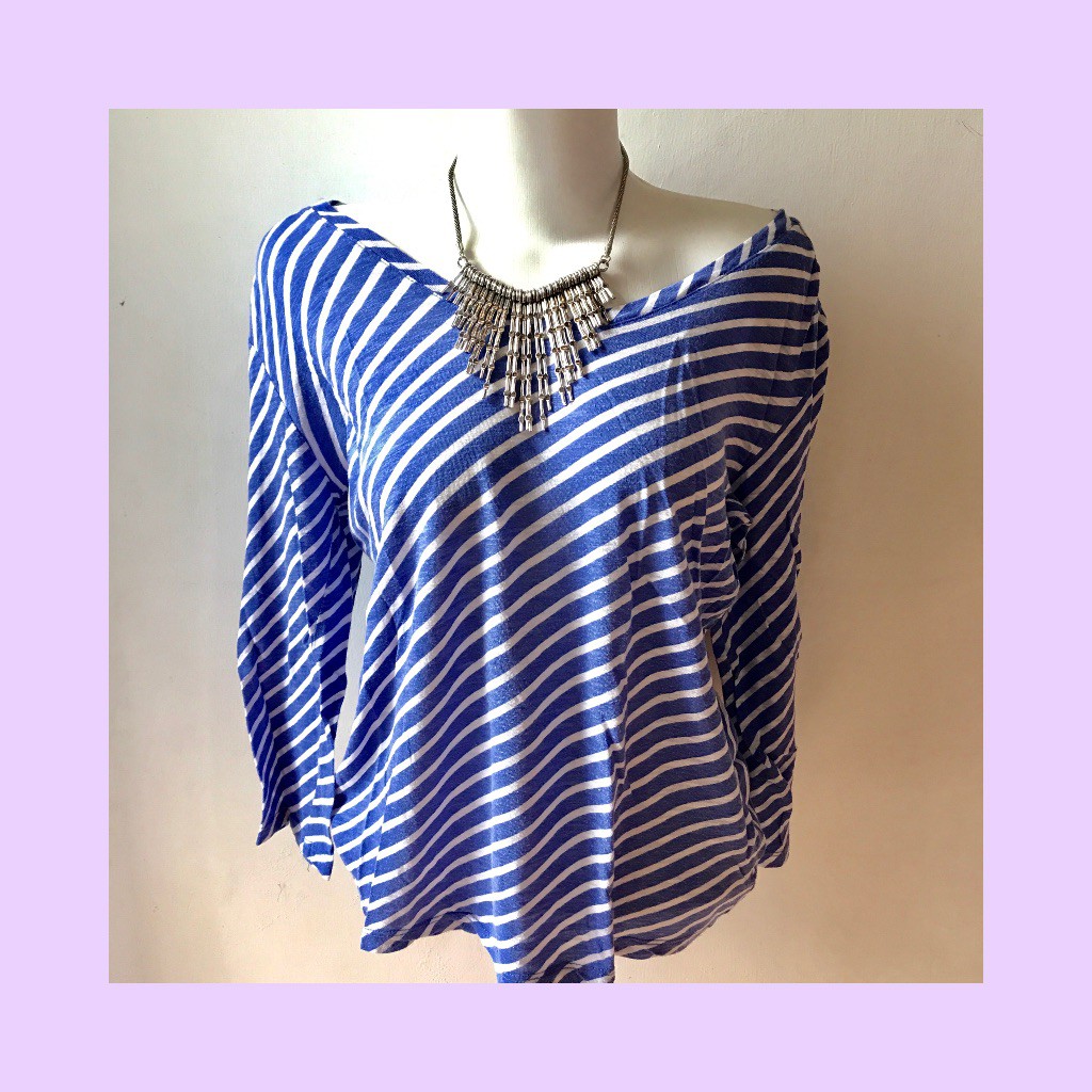 [preloved] blue stripe blouse