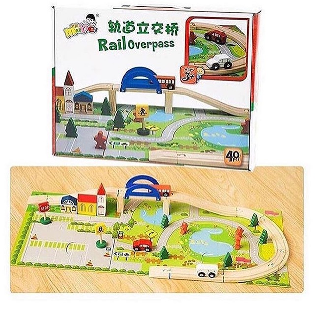 Mainan Kereta Kayu / Rail Overpass