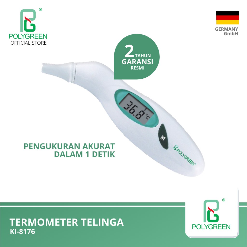 POLYGREEN - Termometer Infrared Telinga dan Dahi KI8176