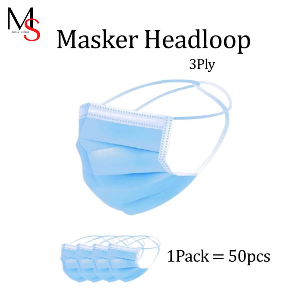 Masker Hijab Headloop 3 ply Dewasa