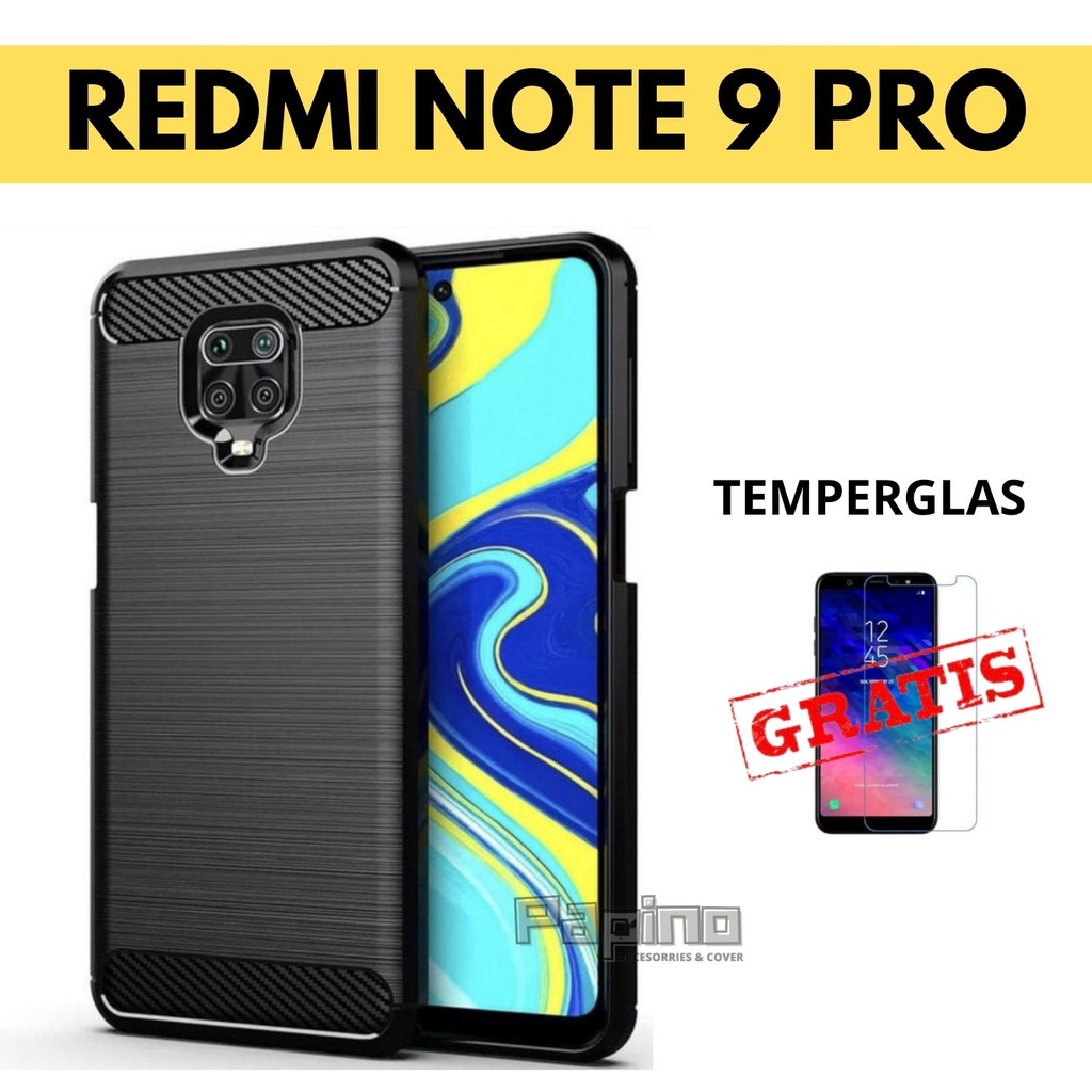 Case Carbon Ipaky Redmi Note 9 Pro + Gratis Temperglass