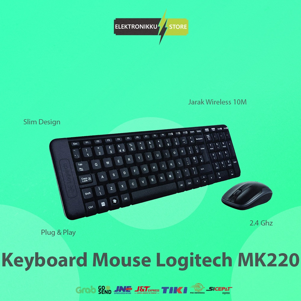 Keyboard Mouse Logitech MK220 Wireless Laptop PC Komputer Notebook