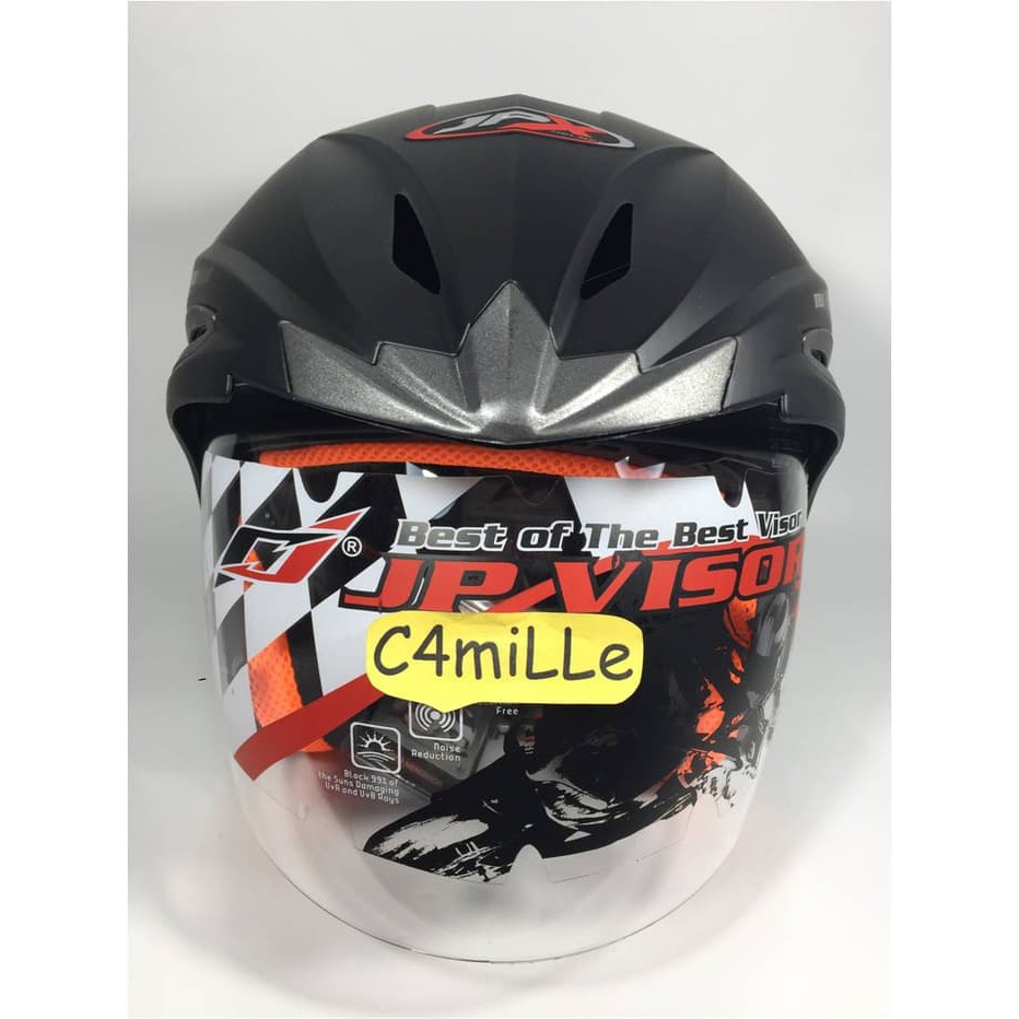 Helm JPX Double visor hitam dop / Black dop